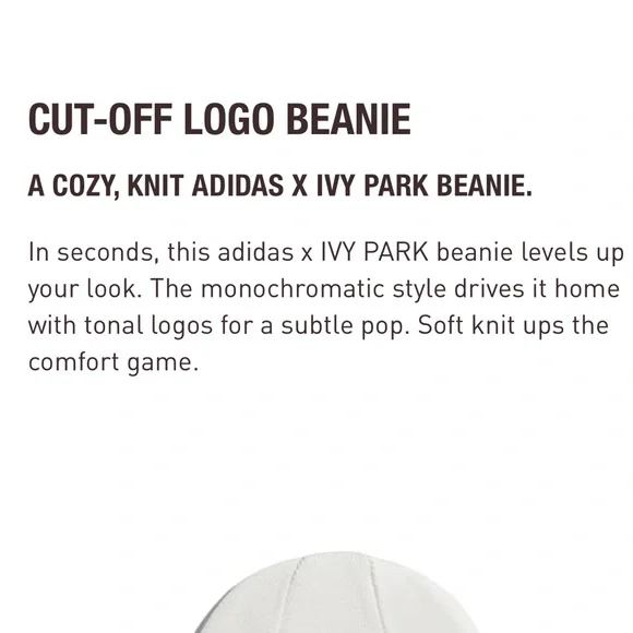 ๐ HP ๐ ๐ IVY PARK x adidas Icy Park Cut Off Logo Beanie - Picture 10 of 10